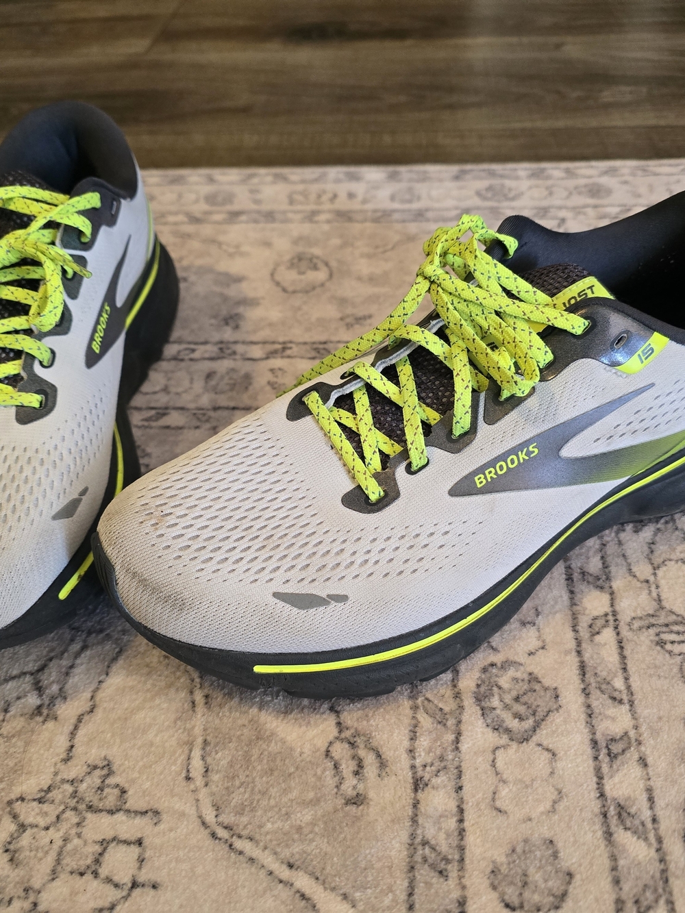 Brooks Men’s Running Shoes in Light Gray and Neon Yellow